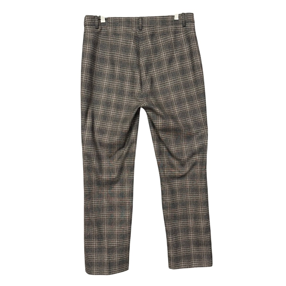 Theory Pants Womens 10 Brown Auburn Plaid Straight Wool Trousers Career Workwear - Picture 2 of 13